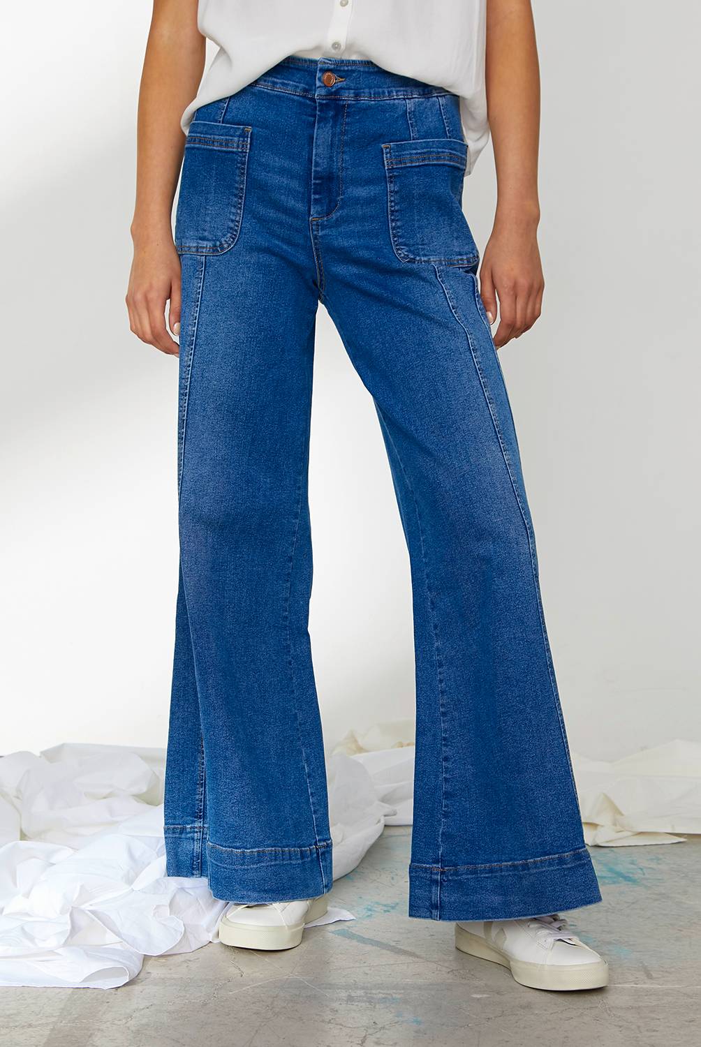 BASEMENT - Basement Jeans Wide Leg Tiro Alto Mujer