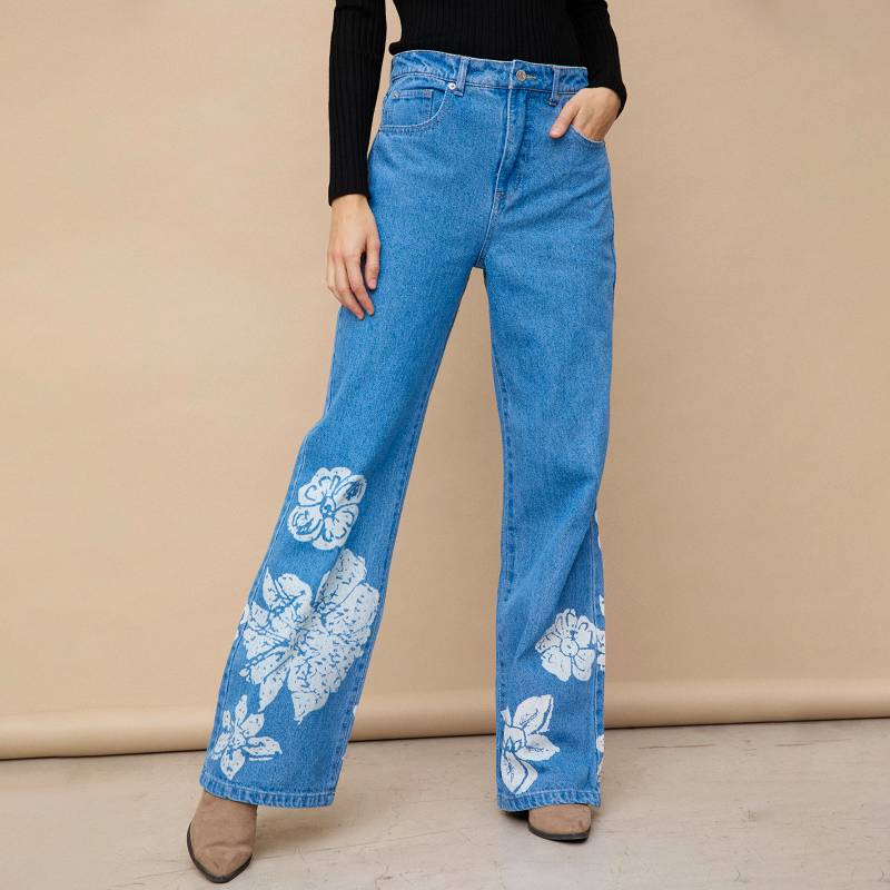 UNIVERSITY CLUB Jeans Denim Wide Leg Tiro Alto Mujer, falabella.com