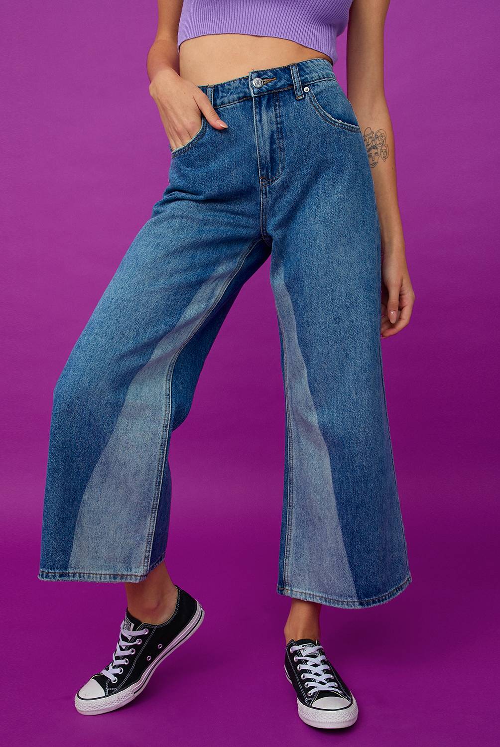 SYBILLA - Jeans Cropped Tiro Alto Mujer