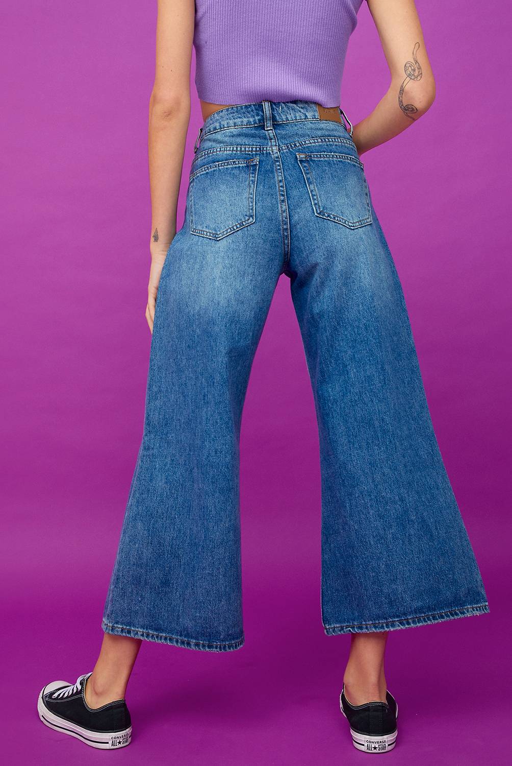 SYBILLA - Jeans Cropped Tiro Alto Mujer