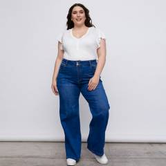 NEWPORT - Jeans Wide Leg Tiro Alto Mujer Newport