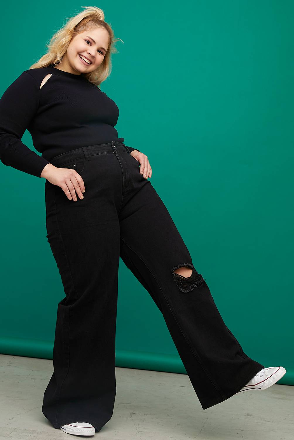 SYBILLA - Jeans Wide Leg Naomi Plus Tiro Medio Mujer Sybilla