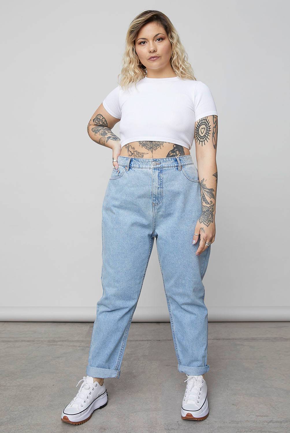 AMERICANINO - Americanino Jeans Mom Tiro Alto Algodón Mujer