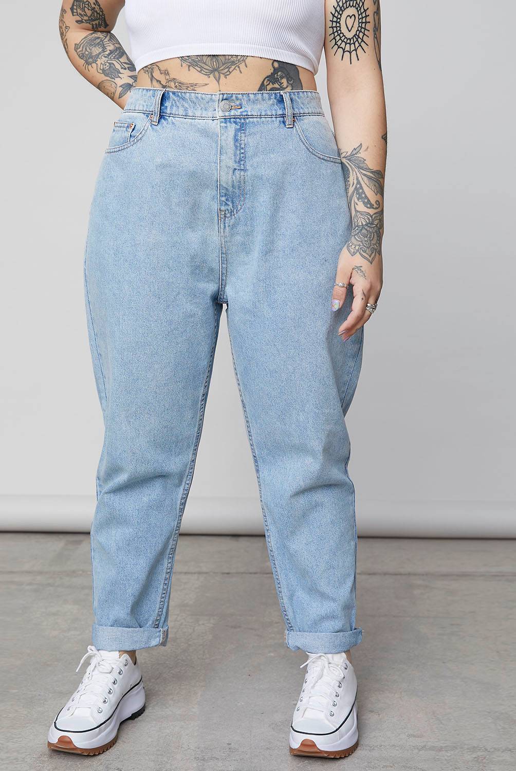 AMERICANINO - Americanino Jeans Mom Tiro Alto Algodón Mujer