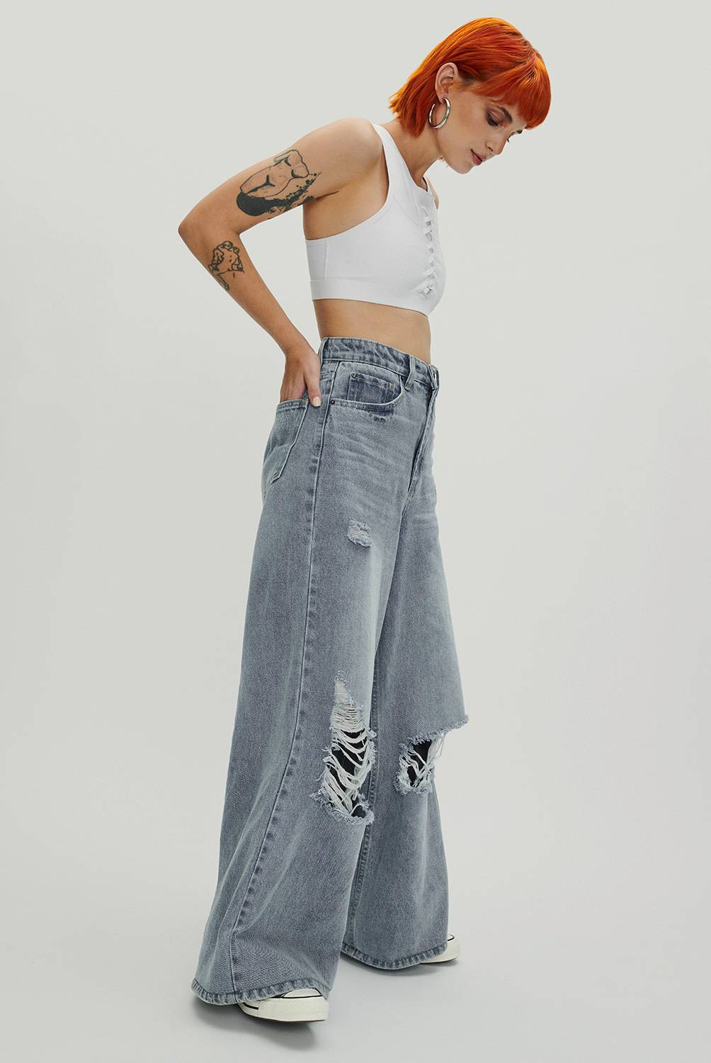 AMERICANINO - Jeans Wide Leg Tiro Alto Mujer