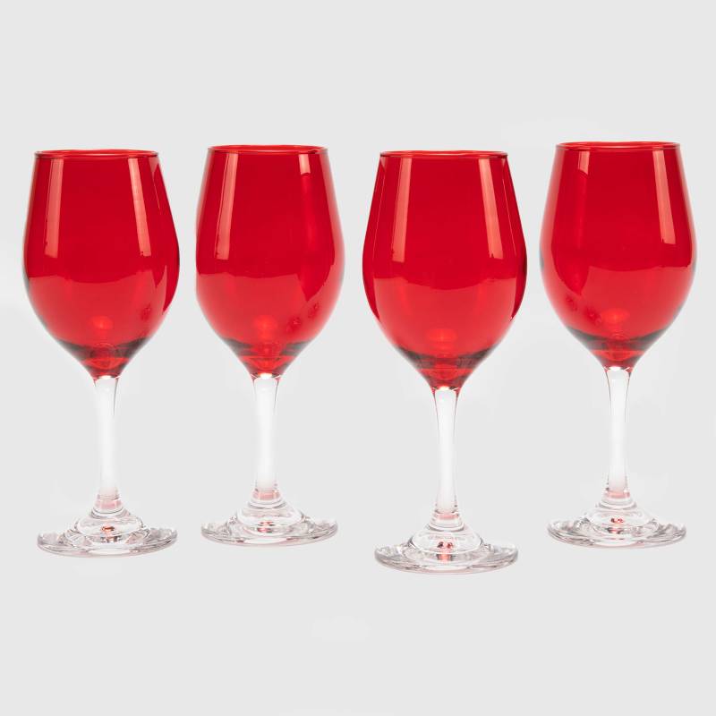 Mica - Set 4 Copas Vino Tinto Roja