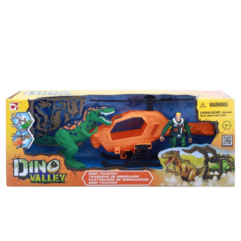 DINO VALLEY - Set Dinosaurio Con Helicoptero Dino Valley