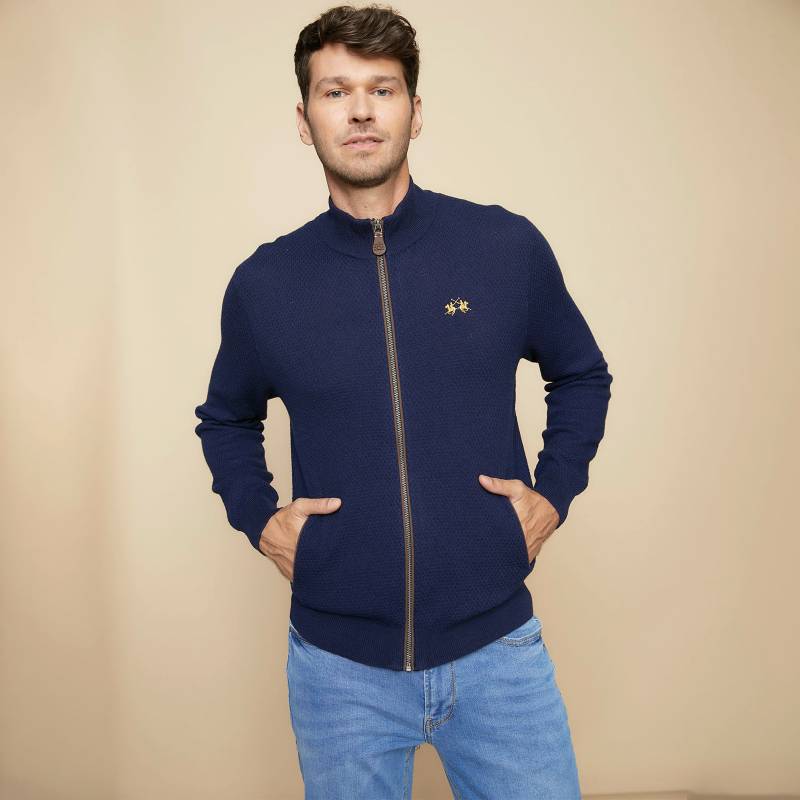 La Martina Sweater Con Cierre Lana Merino Hombre