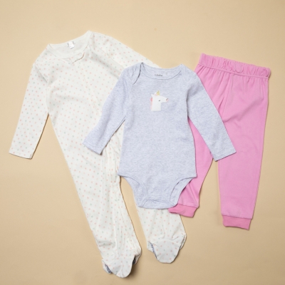 Yamp Conjunto Pijama, Patita Y Body Bebé Niña 3 Piezas Algodón