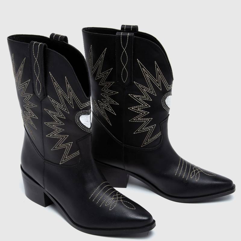 Botas Vaqueras mujer Jane Negras, Botin