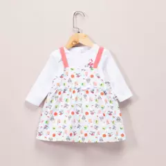 MINNIE - Conjunto Polera  Manga Larga + Vestido Algodón Bebé Niña Minnie