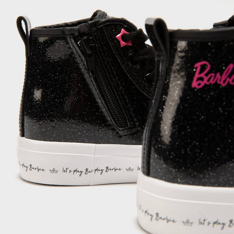 Barbie Zapatilla Urbana Niña Glitter Negra