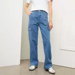 BASEMENT - Jeans Recto Tiro Medio Mujer Basement