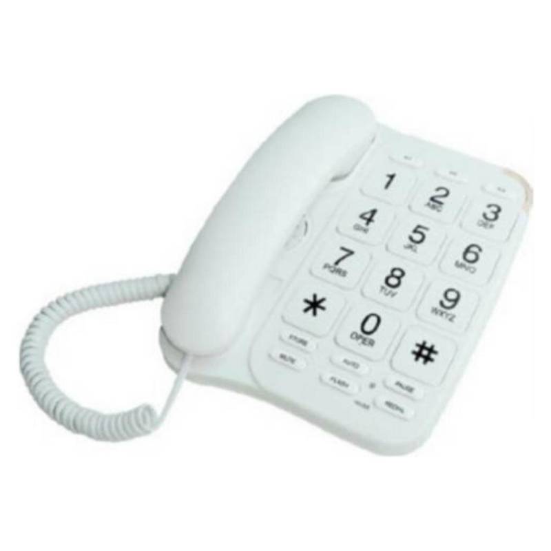DBLUE - Teléfono Sobremesa botones Grandes Blanco / K