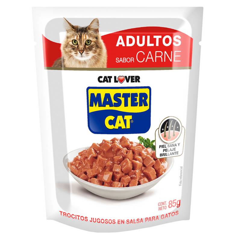 MASTER CAT - Gato Trocitos Jugosos Carne 20 Unidades
