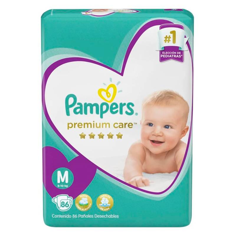 Pampers - 2 Pañales Pampers Premium Care 164 Unid Talla M