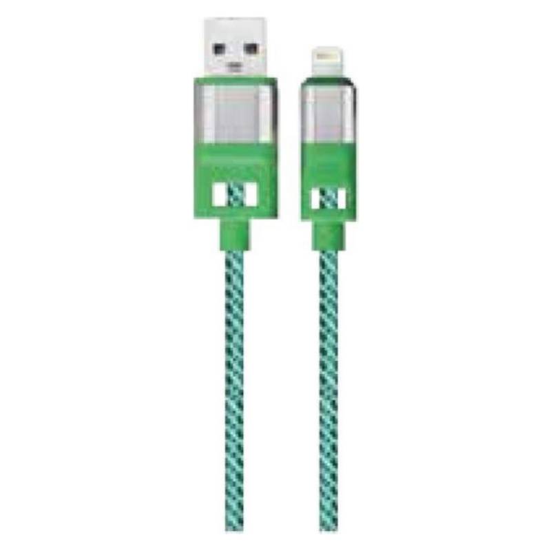 DBLUE - Cable USB 2.0 a iPhone 1m Diseño Textil Verde / K