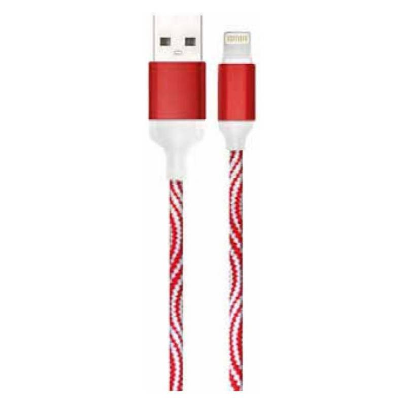 DBLUE - Cable USB a iPhone 1m Diseño Textil Rojo / K