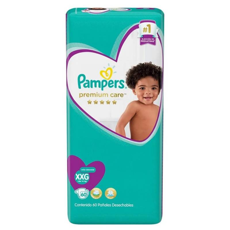 Pampers - 3 Pañales Pampers Premium Care 180u. Talla Xxg