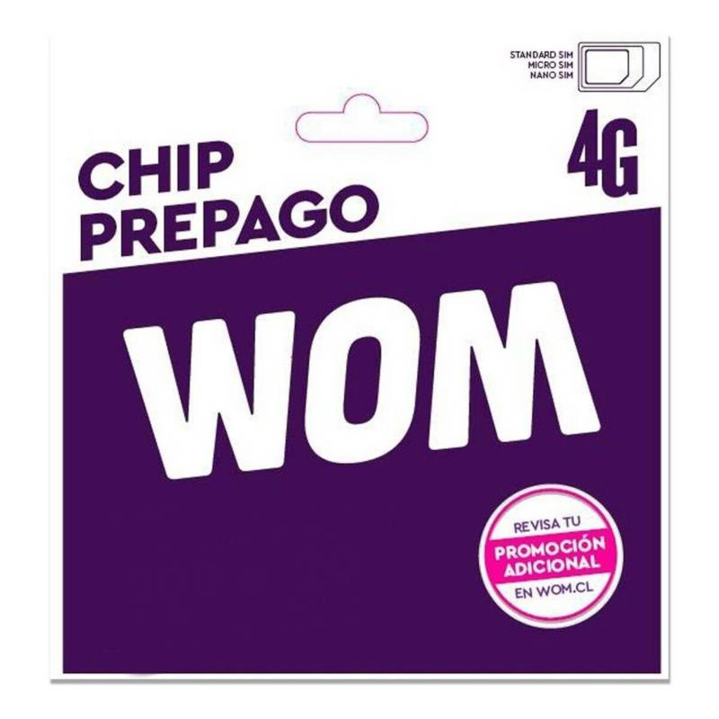 WOM - Chip Prepago Wom Sim Card  Carga Inicial