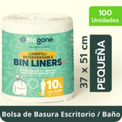 BIOGONE - 100 Bolsas de Basura de Escritorio/Baño Biodegradable 10L