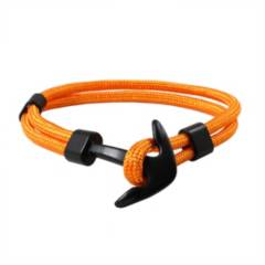 MILLAM - Pulseras Cuerda color Naranja con ancla Unisex