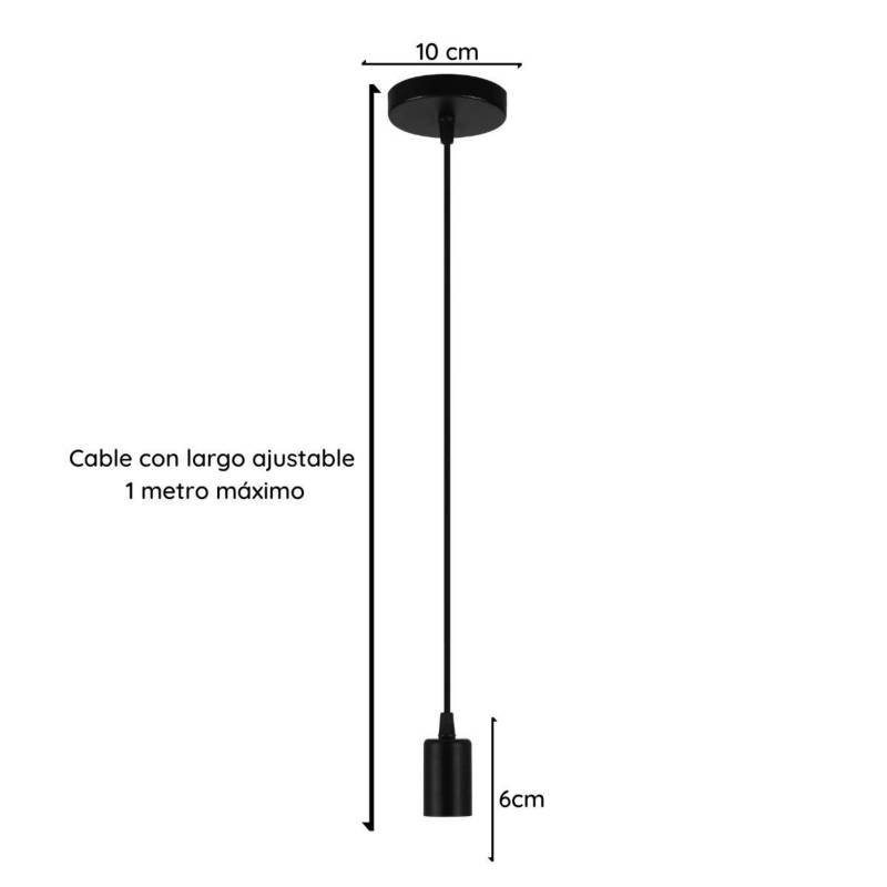 Lámpara colgante vintage casquillo E27 cable 1 metro