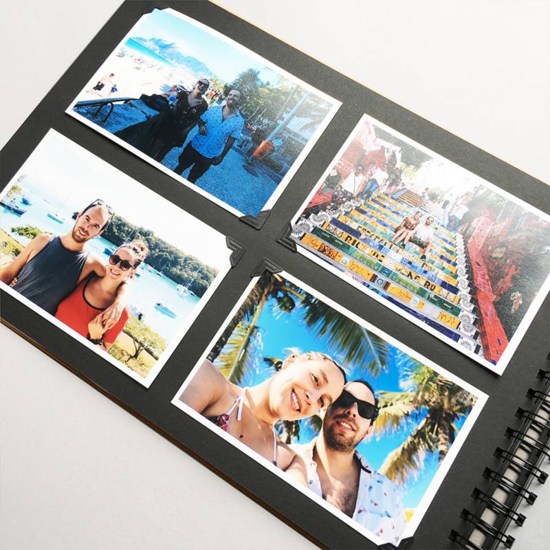 Maverton Álbum de fotos - Tapa blanca personalizada con marco de fotos - 60  páginas negras - Libro de memoria para parejas - para padres - Libro de