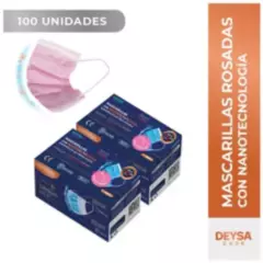 DEYSA CARE - Mascarillas Tipo IIR con Nanotecnología, 2 Cajas, 50 Un c/u. Rosado.