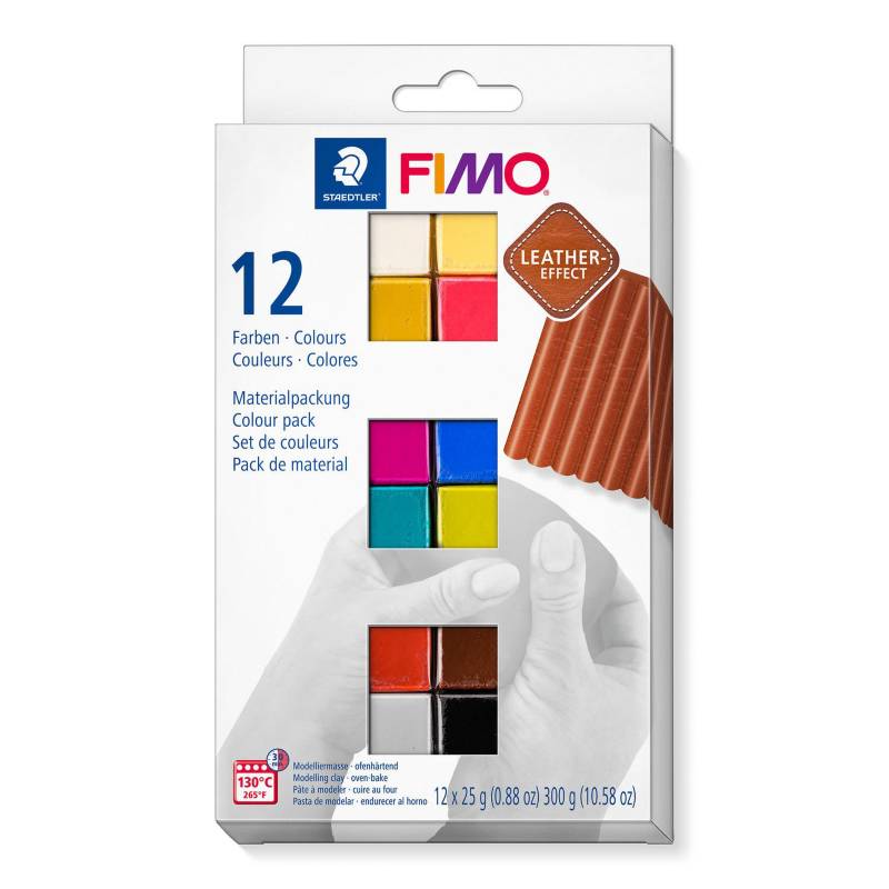 GENERICO - ARCILLA POLIMERICA  HORNEABLE PACK  12 COLORES FIMO LEATHER EFFECT.    312 GRAMOS