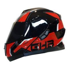 GHB - Casco Moto Abatible Ghb 160 Stark Mica Tinteada Negro Rojo TALLA XL