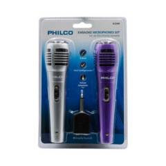 PHILCO - Set 2 Microfonos Philco Alambrico Karaoke Dismac