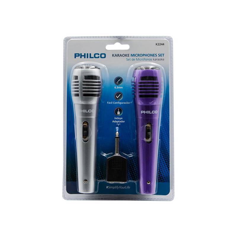 PHILCO - Set 2 Microfonos Philco Alambrico Karaoke Dismac