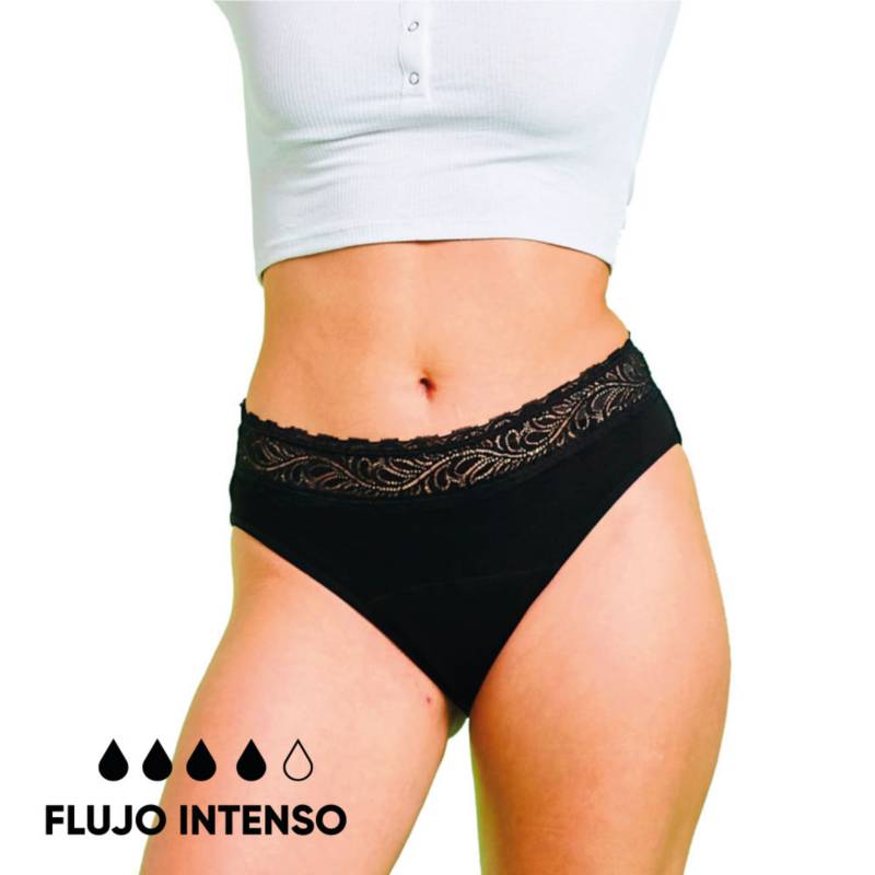 Calzón Menstrual BloodyGreen Bikini Flujo Intenso Negro Talla M