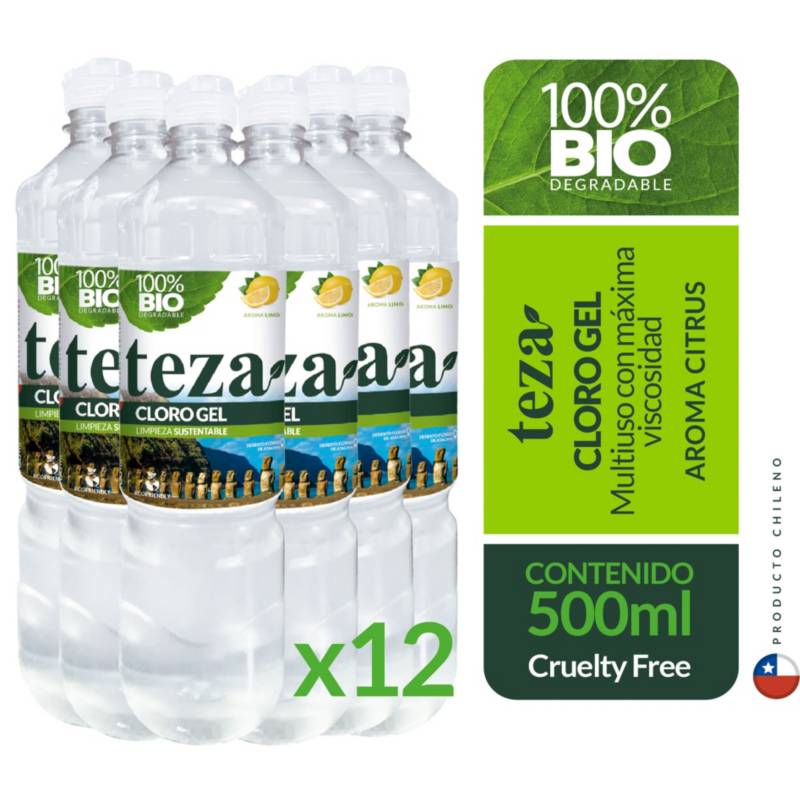 TEZA - 12 Cloro Gel Teza 100% Biodegradable Citrus 900 Ml