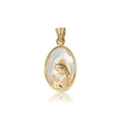 ELLA JOYAS - Medalla Virgen Niña Cristal Oval en Oro 18k