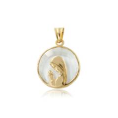 ELLA JOYAS - Medalla Virgen Niña Cristal  17mm oro 18k