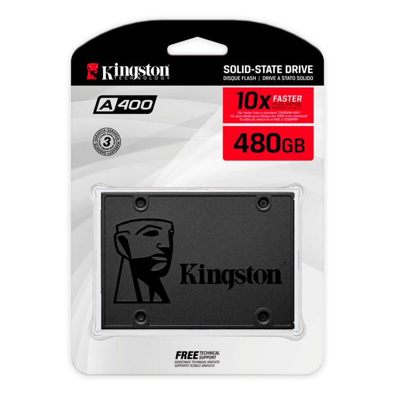 KINGSTON - Disco Solido SSD Interno Kingston A400 480gb 6Gb/s 500MB/s