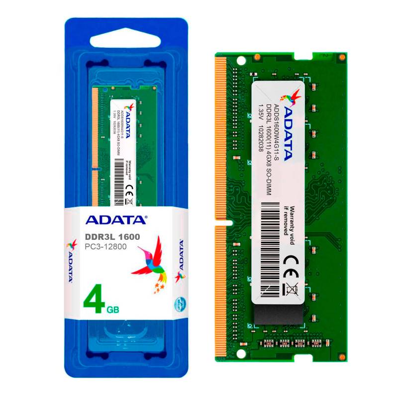 ADATA - Memoria Ram Notebook DDR3L 4GB Adata SO-DIMM ADDS1600W4G11-S - Lifemax
