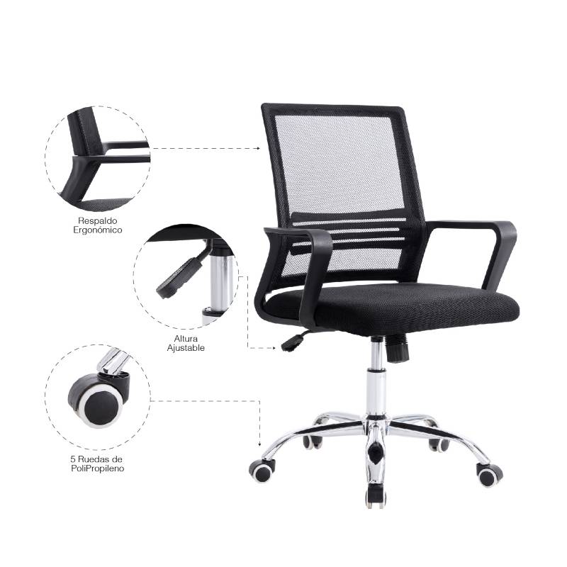 Novahus - Silla Oficina Ergonómica Negro