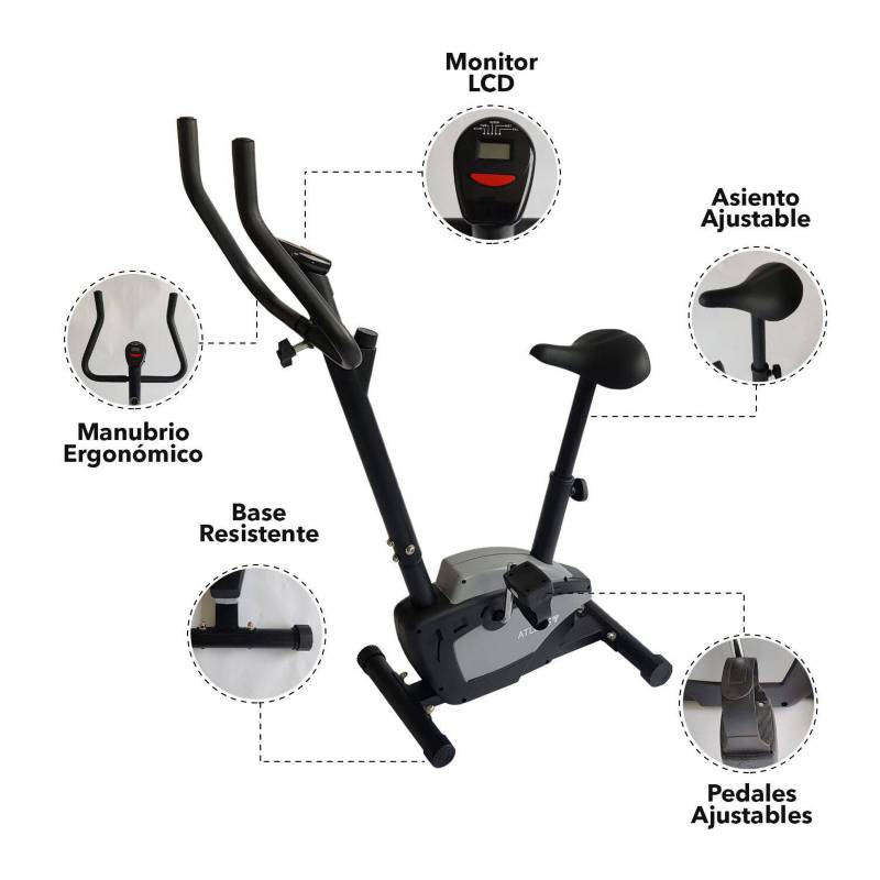 Atletis - Bicicleta Estática Magnética Volante 4 Kg Negro