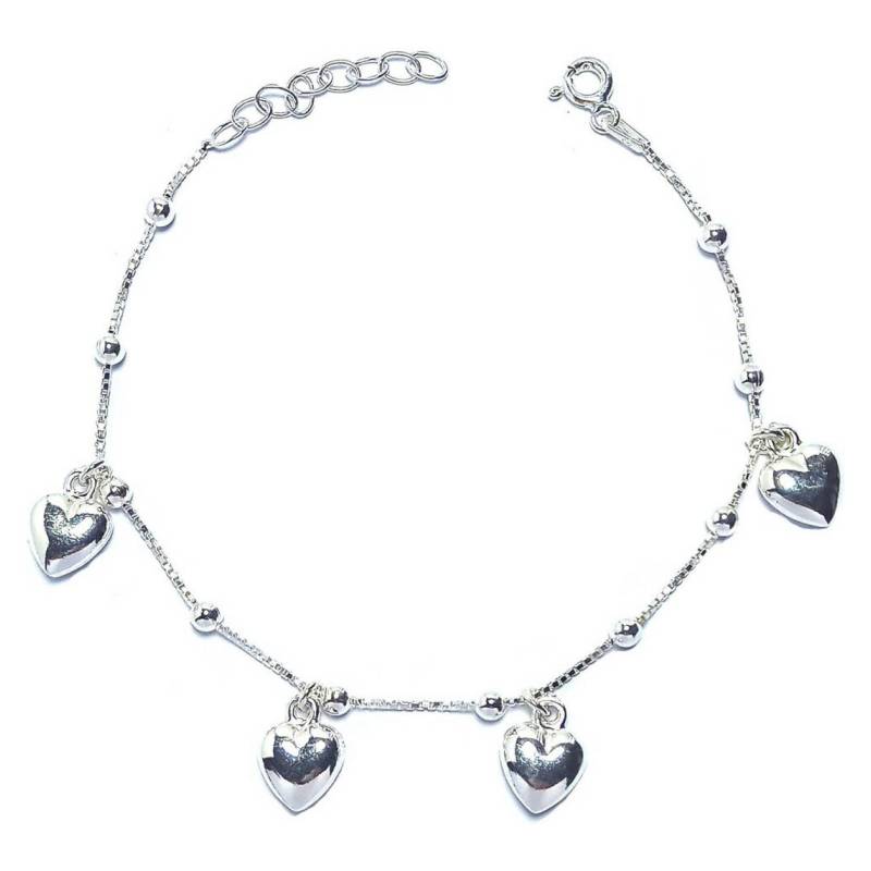 Andrea Coggiola Joyas Pulsera Corazones Bolitas Plata Fina 925 7474