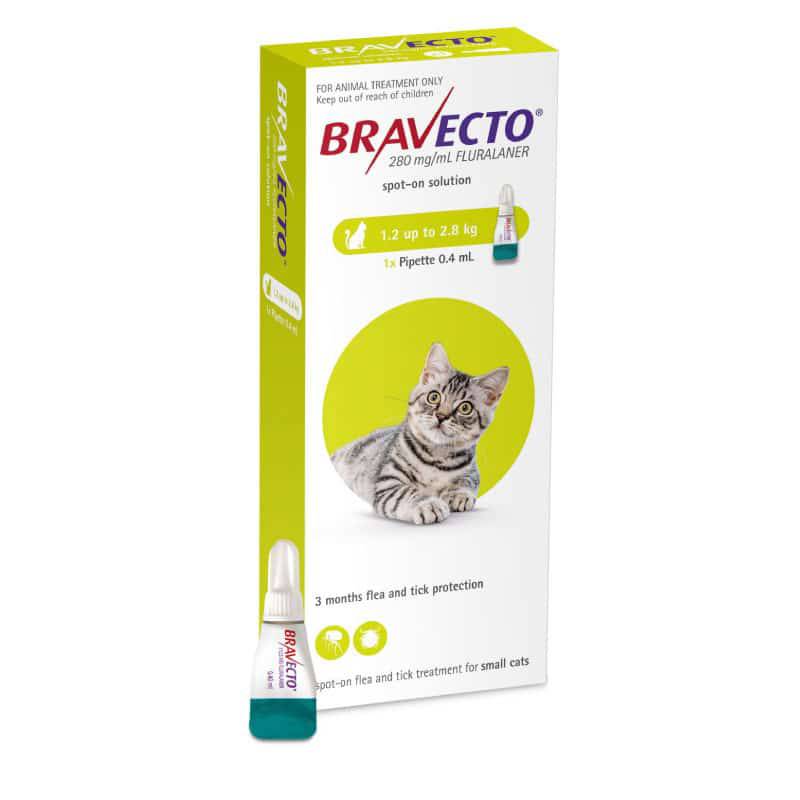 BRAVECTO - Bravecto Antiparasitario Gato 1.2 a 2.8 kg, 3 Meses