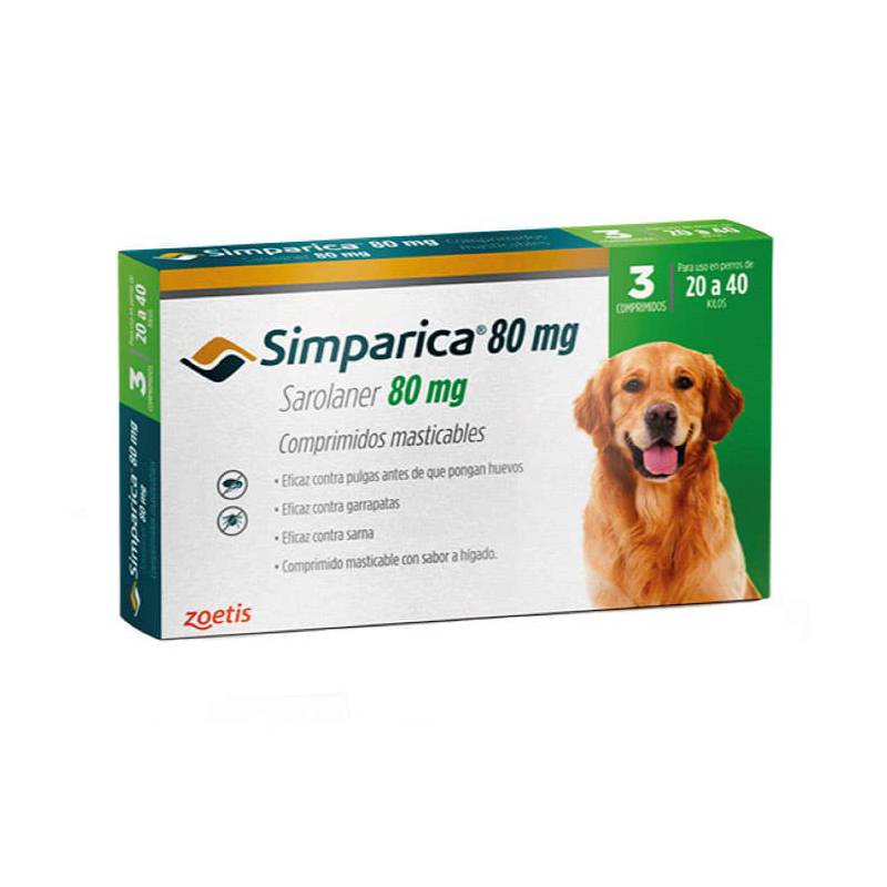 GENERICO - Simparica Antiparasitario Perro 20 a 40kg - 3 Comprimidos