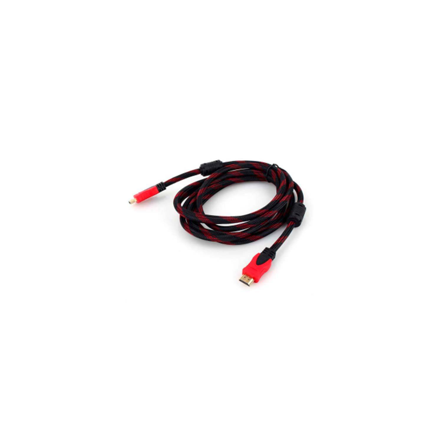 Cable HDMI 20 metros v1.4 cubierta de nylon Rojo y negro1080p 4K 3D