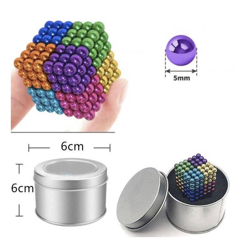 Cubo esferas magneticas 216 bolitas imanes armables multicolor