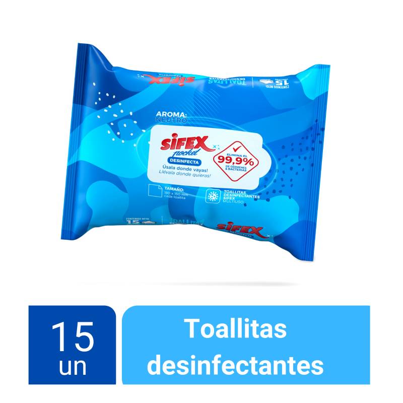 SIFEX Toallitas desinfectantes de bolsillo de 15 Unid.