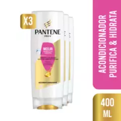 PANTENE - Pack 3 Acondicionador Pantene Pro-V Micelar 400ml