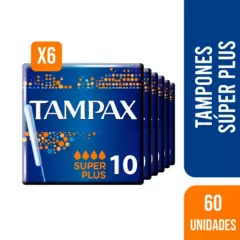 TAMPAX - Pack 6 Tampones Tampax Super Plus 10 un