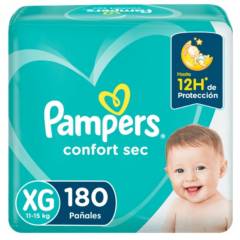 PAMPERS - 3 Paquetes de Pañales Desechables  Confort Sec XG 180 Unidades